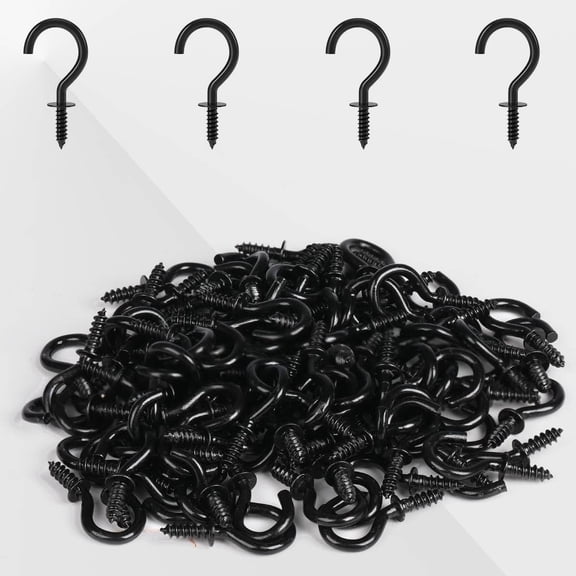 Screw Hooks, Mini Metal Twist in Hooks, Black