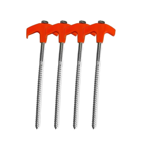 Screw-In Tent Stakes 8 Inch - Heavy Duty Ground Spikes for Camping, Metal Stakes for Soft Soil Sand Grass, Secure Anchor for Tents, Rust-Resistant Camping Gear