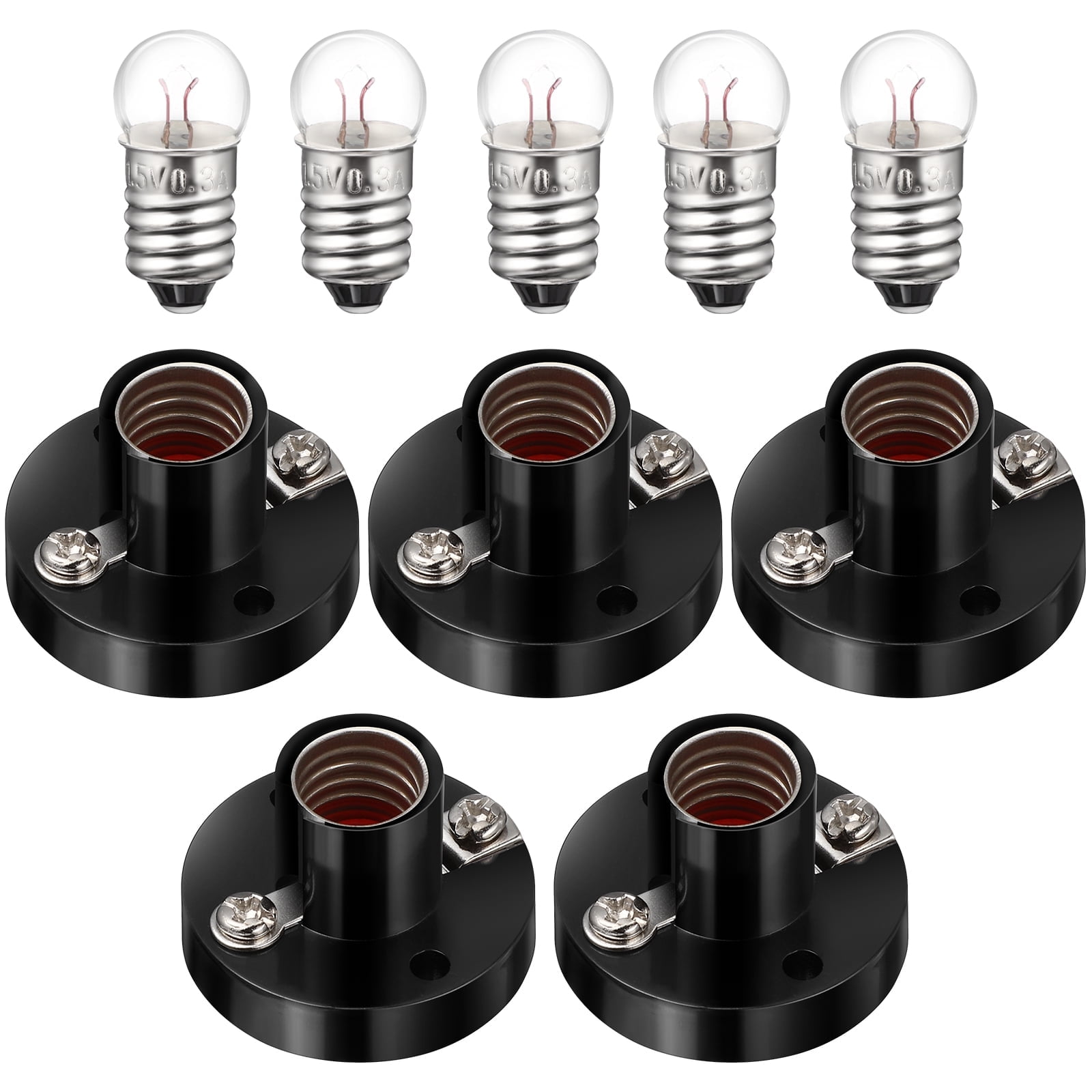 Screw Lamp Holder Light Bulb Socket E10 Holders Black Receptacle Outlet