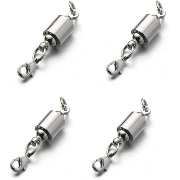 Screw Locking Magnetic Necklace Clasps Safety Magnetic Jewelry Clasps and Closures 6mm Silver