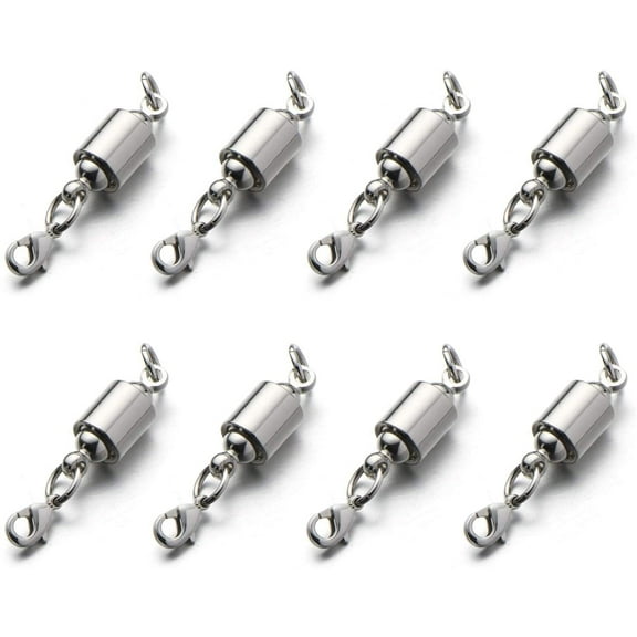 Screw Locking Magnetic Necklace Clasps and Closures Safety Easy Jewelry Clasps 6mm Light and Small Keep The Clasp in Back 8pcs Silver