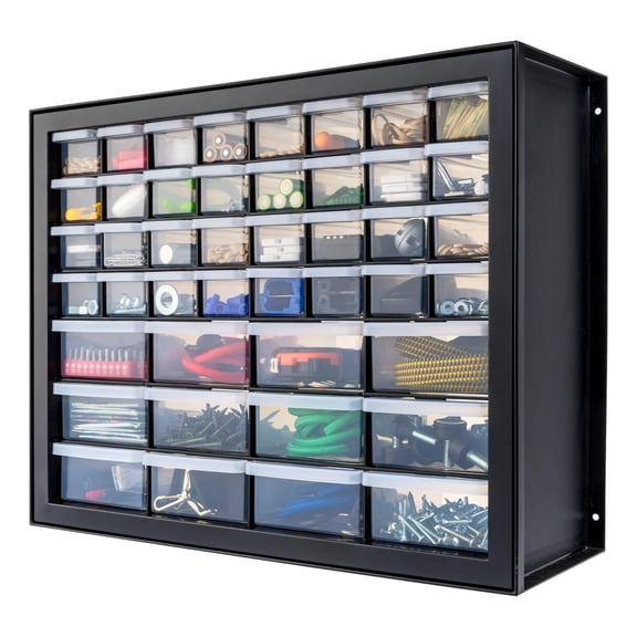 Screw Organizer Cabinet with 44 Drawers, Stackable Parts Storage for Hardware, Crafts & Tools, Plastic Drawer Unit, Black