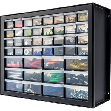 Screw Organizer, Hardware Storage Organizer, 44 Drawer Parts Cabinet, Plastic Drawer Storage for Hardware Crafts, Small Parts, Nuts and Bolts, Tool Storage, Scrapbook Art Hobby - Black