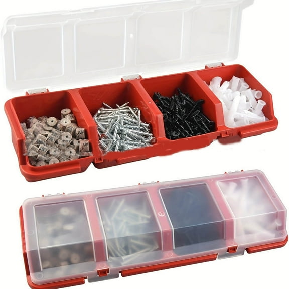 Screw Organizer Storage Bins 2 Pack With Lids And Divider Compartments Stackable Heavy Duty Pp Containers For Small Hardware Parts And Craft Accessories Multi-Purpose