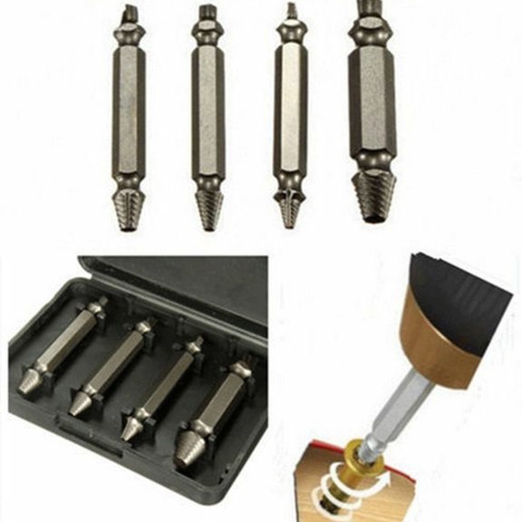 Screw Remover,Screw Remover Bolt Drill Set 4pcs Screw Bolt Drill Set Broken Out Remover Tool Screw Bolt Drill Remover Tool Kit Set Broken Screws Broken Screws Out Screws Out Remover 4Pcs