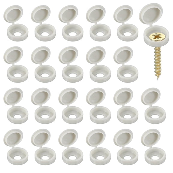 Screw Snap Covers, Plastic Hinged Screw Cover Caps Shutter Screws Fold Snap Washer- Fitting for (Windows - Railings - Home Furniture - Cabinets) 6 mm & 100 Pack & Light Gray
