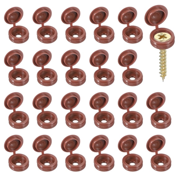 Screw Snap Covers, Plastic Hinged Screw Cover Caps for Home Furniture 4 mm & 100 Pack & Dark Brown