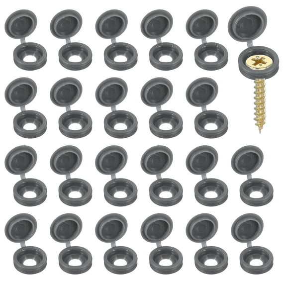 Screw Snap Covers, Plastic Hinged Screw Cover Caps for Home Furniture 5 mm & 100 Pack & Iron Gray