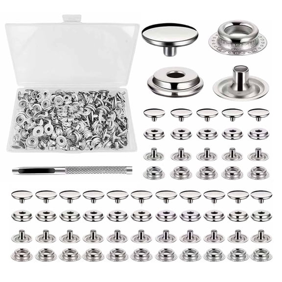 Screw Stud Canvas Tool,Stainless Steel Snaps,Boat Fastener Repair Kit, Weatherproof Stainless Steel Screw Press Stud Kit,for Boat Canvas/Cover/Carpet/Cushion/Leather/Upholstery Snaps Replacement
