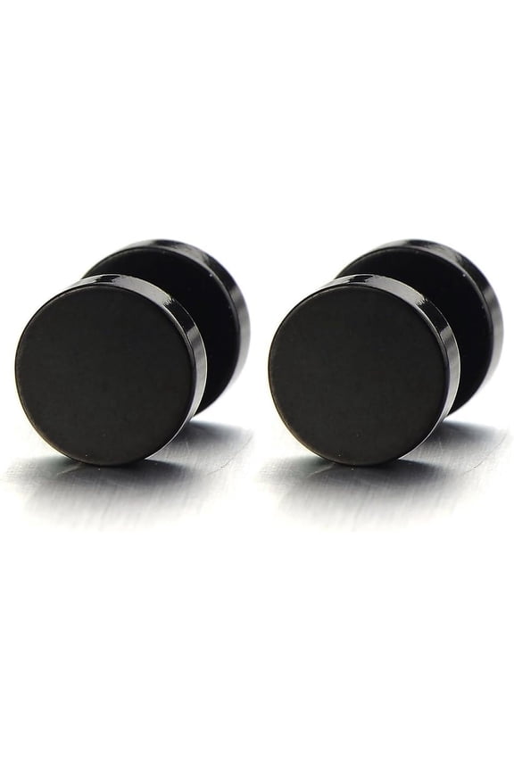Screw Stud Earrings Men, Stainless Steel Cheater Fake Ear Plugs Gauges Illusion Tunnel