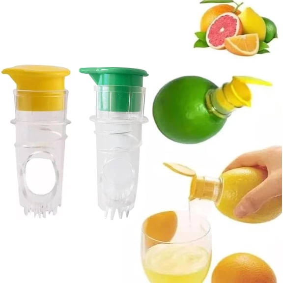 Screw Top Lemon Squeezer, Lemon Juicer Squeezer, Handheld Lemon Squeezer, Mini Manual Lemon Juicer with Lid (2, yellow/green)