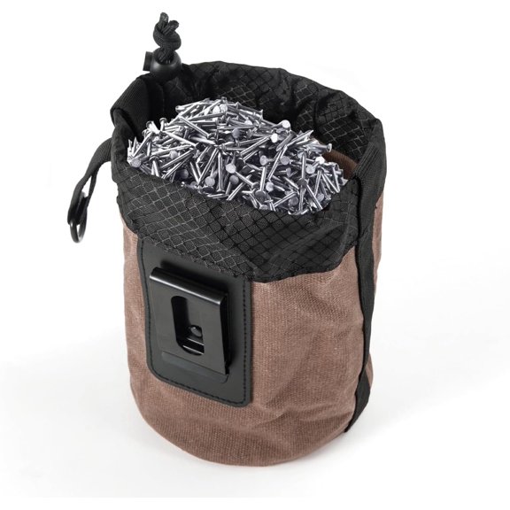 /Screw Work Pouch,Tightening Soft Bag with Drawstring Metal Clip- Tool Pouch for Tools Screws and Nails,Ideal for Electrician Plumber Carpenter Contractor Handy Man and Any Tradesperson