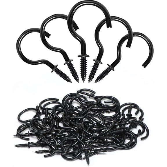 Screw in Hooks, Mini Ceiling Hooks for Jewelry, Crafts, Keys & Light Decor, Carbon Steel with Finish - Easy Twist-in Installation