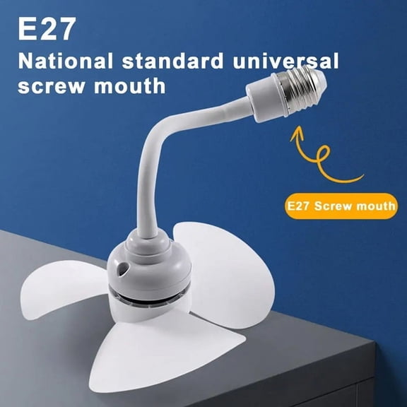 Screw in Socket Fan Compact Ceiling Cooler Cooling Quiet Small Tabletop for Bedroom Kitchen Study