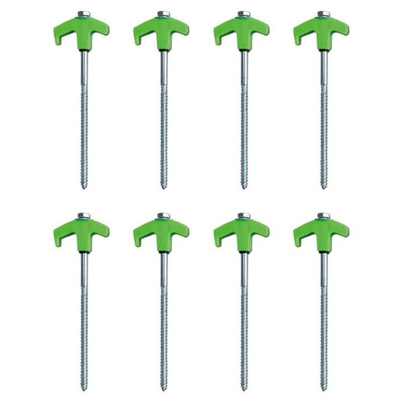 Screw in Tent Stakes - Ground Anchors Screw In, Tent Pegs Camping Stakes, Metal Threaded Tent Spikes (8 PCS) Green