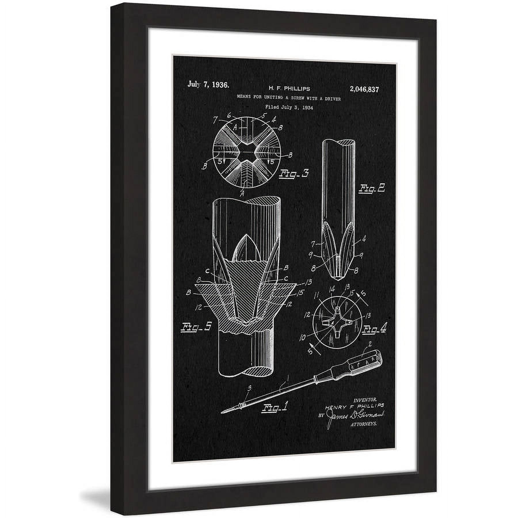 "Screwdriver 1936 Black Paper" Framed Painting Print