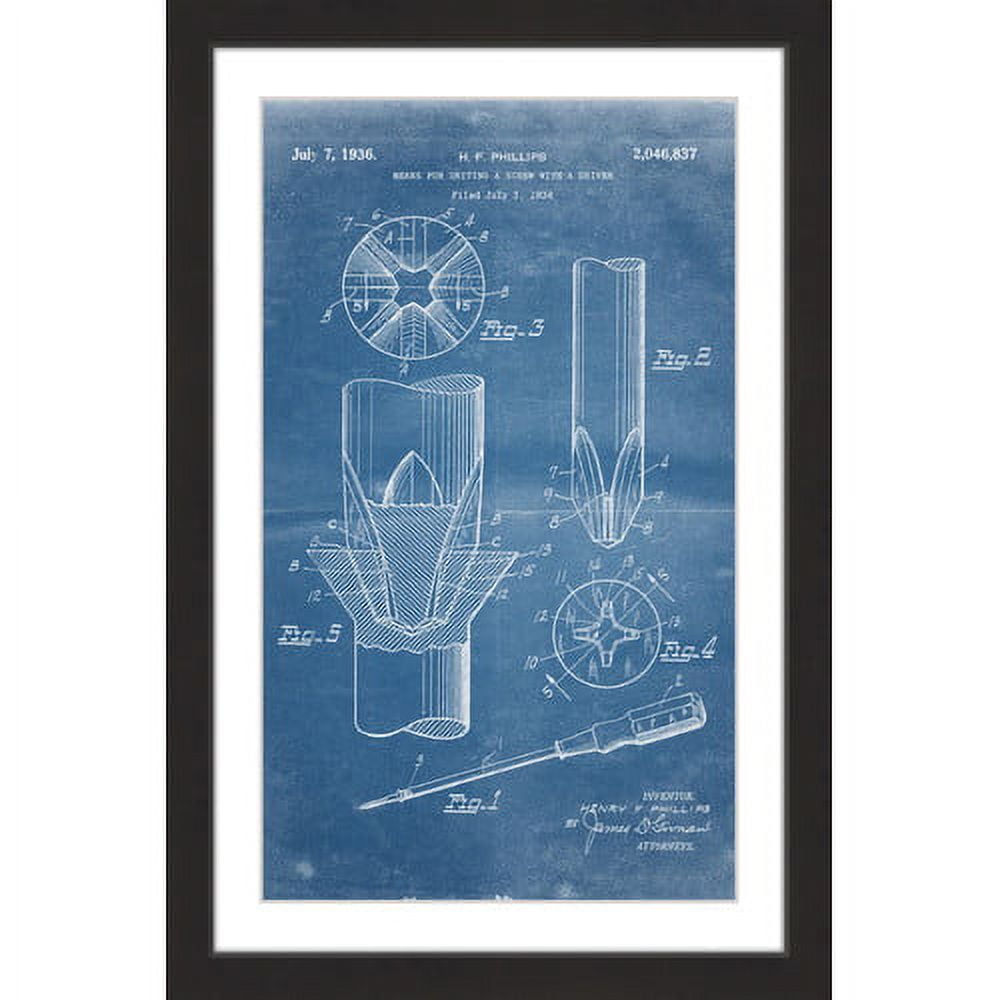 "Screwdriver 1936 Blueprint" Framed Painting Print