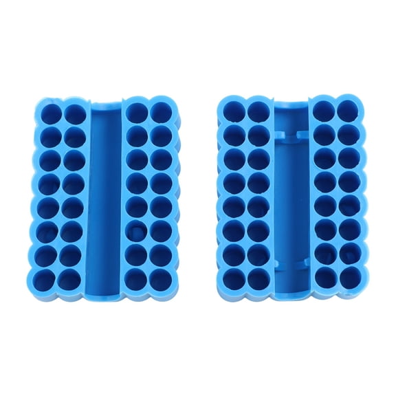 Screwdriver Bit Storage Organiser With 32 Holes,For 6.35mm 1 4Inch Shank,Portable Blue Plastic Drill Bit Holder Case