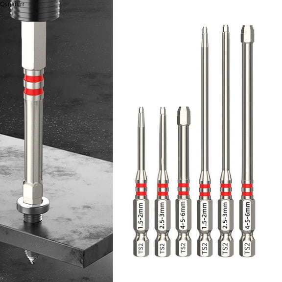 Screwdriver Bits Set 6pcs with Magnetic Hex Shank Pagoda-Shaped Design in Multiple Sizes for Electric Drills and Wrenches