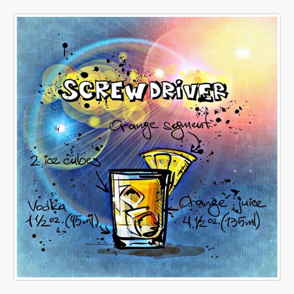 Screwdriver Cocktail Tool Inspired Sticker