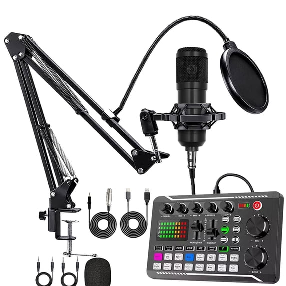 Screwdriver Drill Live Sound Card With Dj Mixer Effects & Voice Changer Audio Mixer Sound Mixer Board LED Light Voice Changer Sound Card With Multiple Sound Effects For Live Streami