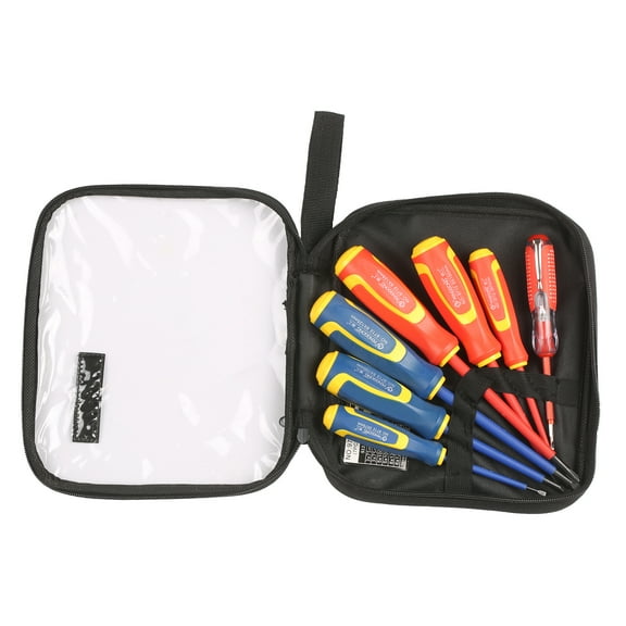 Screwdriver,Flat Head Kit Tester Service Technician Set 7-piece And Head Kit With And Flat Head 7-piece And Flat With Tester Service Kit With Tester Qisuo Set Set Red and