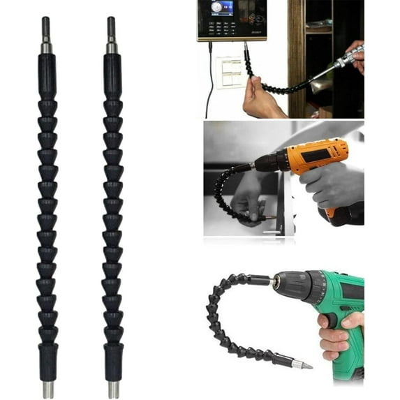 Screwdriver Flexible,Bendable, Tool, Flexible Drill Bit Extension, 360 Degree Screwdriver Extension for ANY Angle (2Pcs - Black)