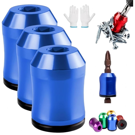 Screwdriver Head Magnetic Ring, 2026 Upgrade Magnetizer and Demagnetizer Tool Set, Removable Household Tool Ultra-Strong Magnet Metal Screw Holder for Hex Screwdrivers & Power Bits (3PCS-Blue)