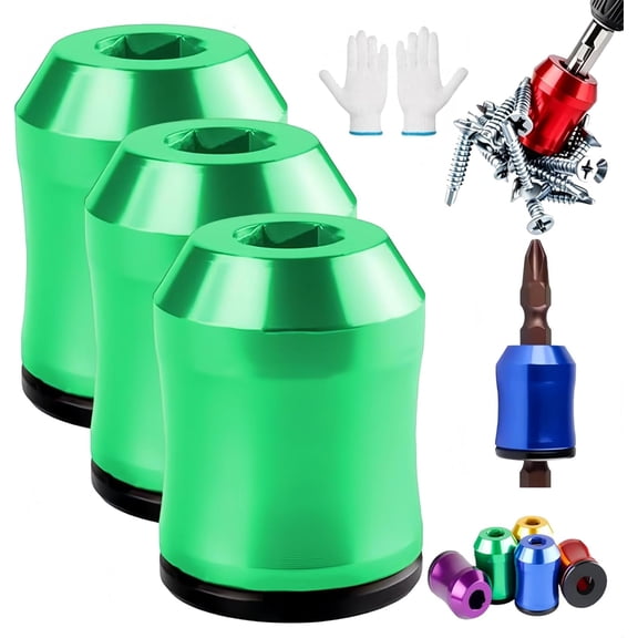 Screwdriver Head Magnetic Ring, 2026 Upgrade Magnetizer and Demagnetizer Tool Set, Removable Household Tool Ultra-Strong Magnet Metal Screw Holder for Hex Screwdrivers & Power Bits (3PCS-Green)
