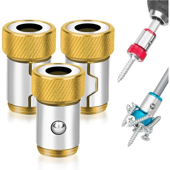 Screwdriver Head Magnetic Ring, 2026 Upgraded 1/4 Inch/6.35mm Universal Screw Magnetizer Ring for Hex Screwdriver & Power Bits, Metal Magnetic Screw Holder Tool for Fastening & Repair(Yellow)