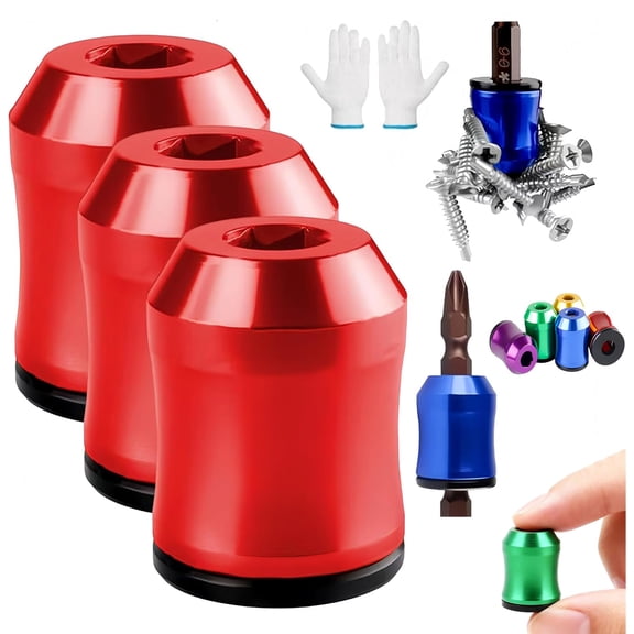 Screwdriver Head Magnetic Ring, 2026 Upgraded Magnetizer Screw Removable Household Tool Magnetic Screw holder Universal Magnetizer for Hex Screwdrivers , Magnetic Screw Ring (3Pcs Red)