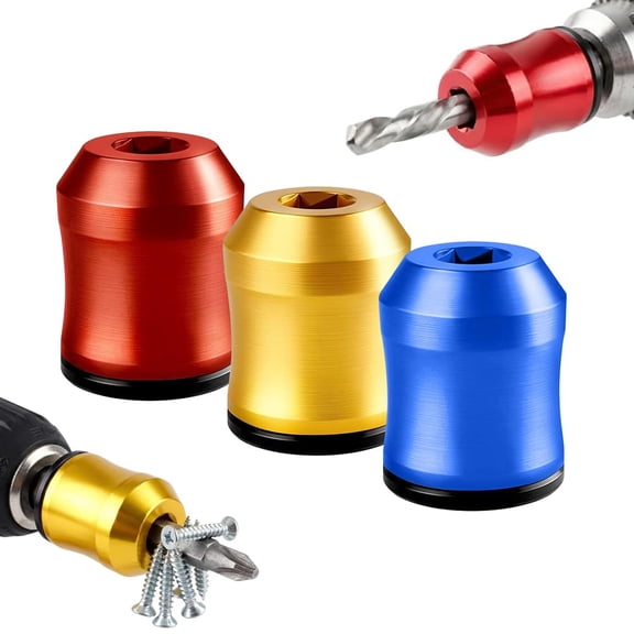 Screwdriver Head Magnetic Ring 3PCS, Strong Magnetic Screw Holder for Drill Bits, Removable Universal Magnetizer for Hex Screwdriver & Power Tools, Alloy Screw Ring for DIY Repair (Red)