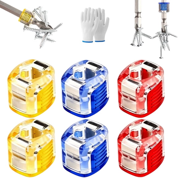Screwdriver Head Magnetic Ring, Magnetic Screwdriver Ring, Portable Magnetizer Tool Set, Removable Drill Magnetizer Ring for Hex Screwdrivers & Power Bits (6PCS)