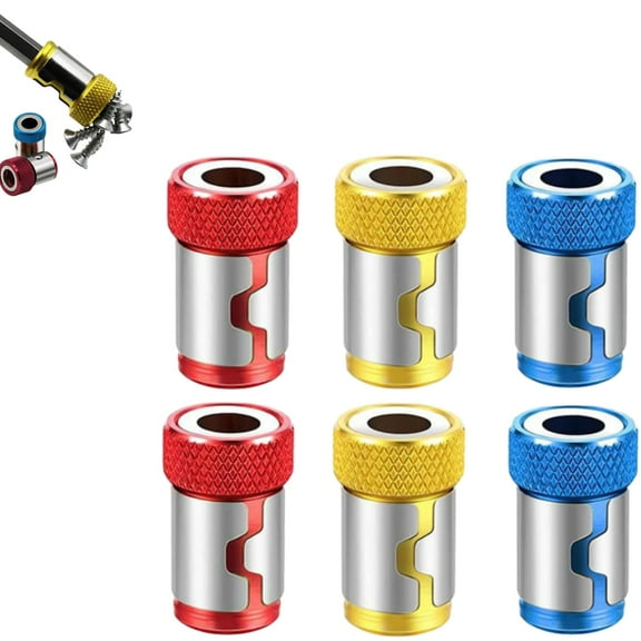 Screwdriver Head Magnetic Ring Six Piece Set, Strong Magnetic Screw Ring, Magnetic Screw Holder for Drill, 1/4 Inch/6.35 Mm Universal Magnetizer Screw for Hex Screwdriver and Power Bits (C)