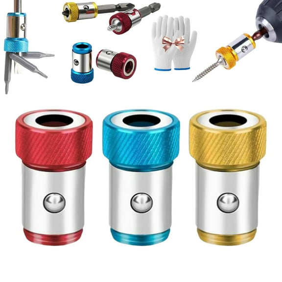 Screwdriver Head Magnetic Ring Three Piece Set, 3-Pack Screwdriver Head Magnetic Ring for Drill & License Plate Screws - Universal 1/4" Hex Magnetizer, Heavy-Duty Magnetic Screw Holder & Ring (Mix)