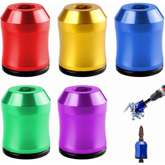 Screwdriver Head Magnetic Ring, Upgraded Magnetizer Screw Removable Household Tool Magnetic Screw holder Universal Magnetizer for Power Bits & Hex Screwdrivers (5, MIX)