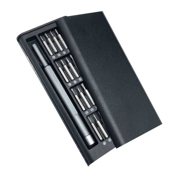 Screwdriver Kit for Electronics and Household Use – 24-Piece Multitool with Detachable Handle for 3D Phone Smartphone Game Console Tablet Furniture Outdoor Tasks, 6.7 cm×1.8 cm×15.8 cm, Black
