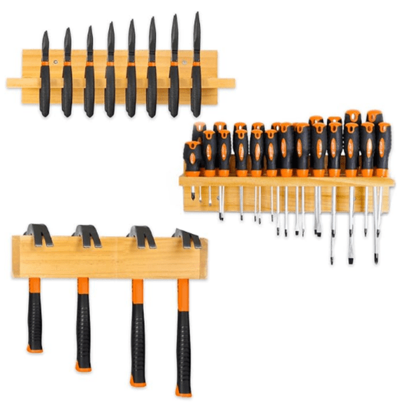 Screwdriver Organizer, Hammer Holder and Pliers Rack - Wall Mount Workshop Hand Tool Organizers and Storage