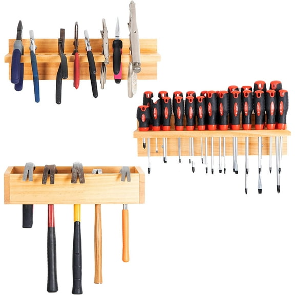 Screwdriver Organizer, Hammer Holder and Pliers Rack - Wall Mount Workshop Hand Tool Organizers and Storage