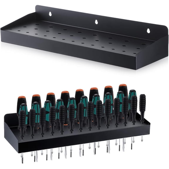 Screwdriver Organizer Metal Hammer Holder Plier Wall Mount Tool Organizer, Tool Storage Rack for Workshop, Home (Screwdriver) black black black black