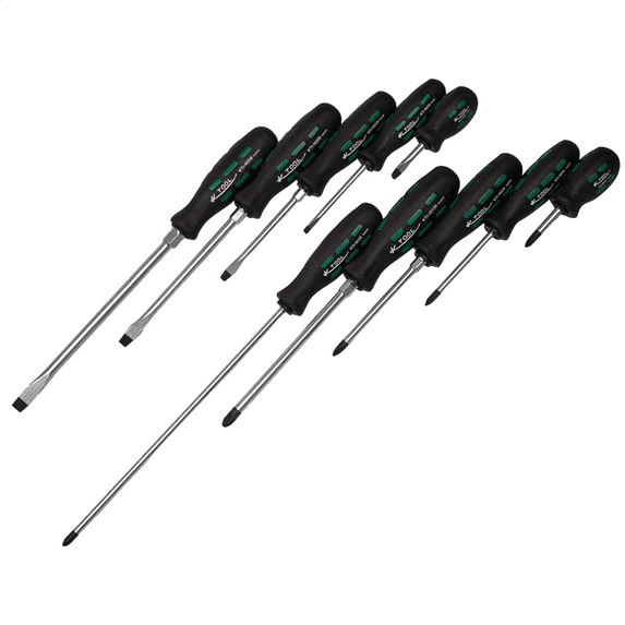 K-Tool 16000 10-pc Professional Screwdriver Set w/ Triangular Grip Handles