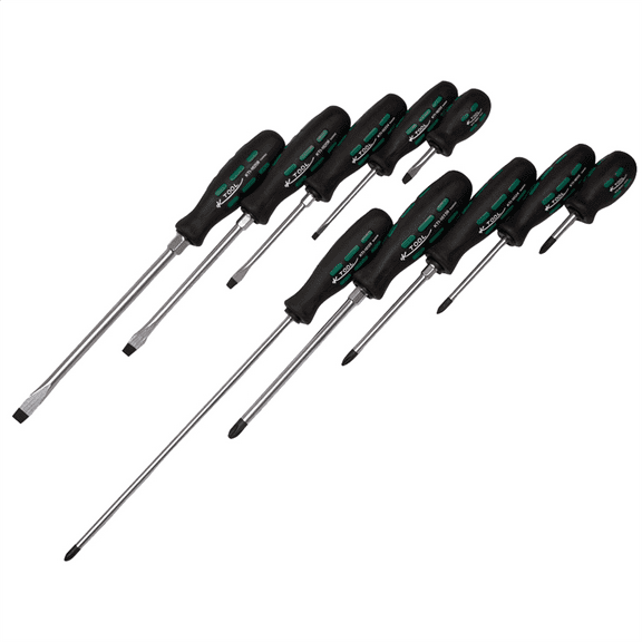 K-Tool 16000 10-pc Professional Screwdriver Set w/ Triangular Grip Handles
