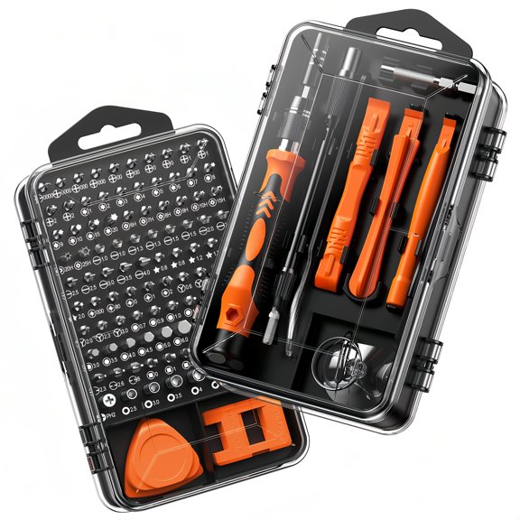 Screwdriver Set, 117in 1 Precision Screwdrivers with Tri-Angle, More Bits for Repair iPhone, Android, Computer, Laptop, Watch, Glasses Etc. Anti-slip Grip for A Comfortable, Secure Hold Ergonomic
