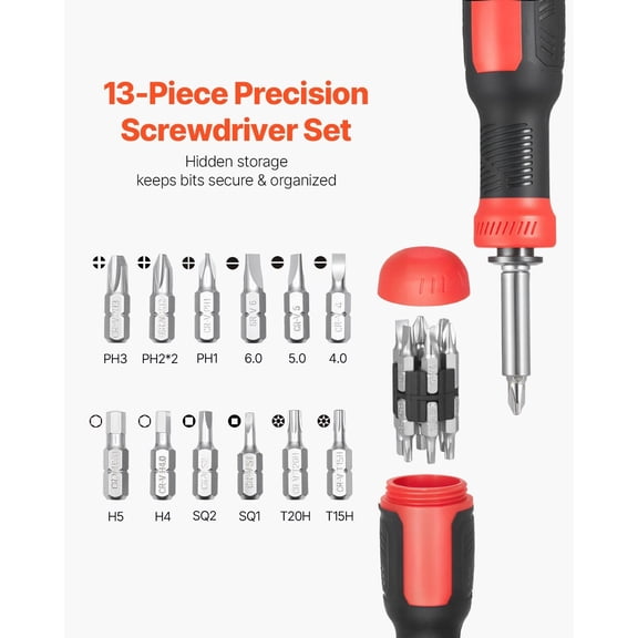 Screwdriver Set,13 in 1 Magnetic Multi Bit Mini Nut Driver Set,Phillips,Flat Head,Torx,Square Bits for Men,Manual Precision Repair Tool Kit for Sockets,Furniture,Home Appliances,Cars