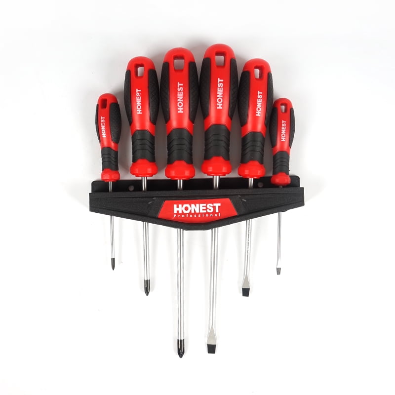 Screwdriver Set 6PCS, CR-V Steel Phillips and Slotted Screwdrivers with Non Slip Grip for Household Repair and DIY Tasks