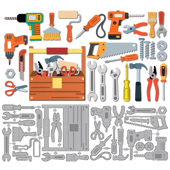 Screwdriver Toolbox Metal Die Cuts Pliers Electric Drill Cutting Dies Stencils Screw Paintbrush Embossing Template Scrapbooking Tool