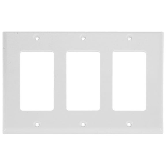 Screwless Wall Plate Cover White 3 Gang Durable Decorative Outlet Frame for Home Use