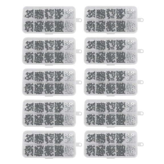 Screws Box Set for 1/10 D90 SRC10 Remote Control RC Car Parts 1800Pcs,1800 x Accessory screw,Black & silver