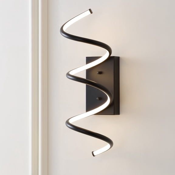 JONATHAN Y Scribble 7" Modern Metal Integrated LED Vanity Light Sconce, Black