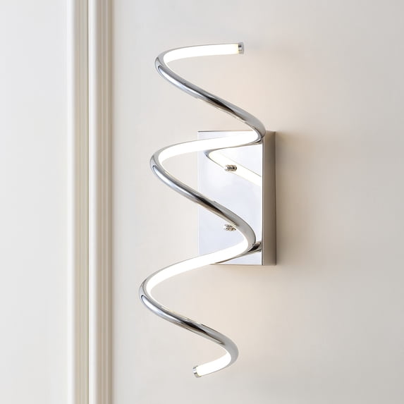 JONATHAN Y Scribble 7" Modern Metal Integrated LED Vanity Light Sconce, Chrome